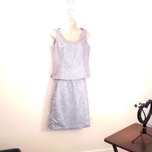 Silver sequin top skirt set Sutton studio formal 12 petite